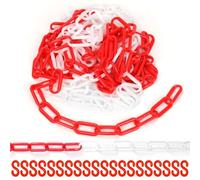 Rustark 21pcs Red and White Plastic Chain Links with Connector Hooks Plastic Chain Barrier Safety Barrier Chain for Crowd Control Construction Sites Parking Space Management