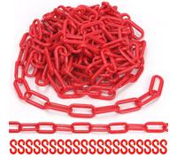 Rustark 21pcs Red Plastic Chain Links with Connector Hooks Plastic Chain Barrier Safety Barrier Chain for Crowd Control Construction Sites Parking Space Management