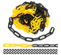 Rustark 21pcs Yellow and Black Plastic Chain Links with Connector Hooks Plastic Chain Barrier Safety Barrier Chain for Crowd Control Construction Sites Parking Space Management
