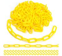 Rustark 21pcs Yellow Plastic Chain Links with Connector Hooks Plastic Chain Barrier Safety Barrier Chain for Crowd Control Construction Sites Parking Space Management