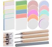 Rustark 22 Pcs Mixed Rubber Stamp Carving Blocks Set with Carving Knives and Whetstone, Carve Block Printing Carving Block Kit for Printmaking, Scrapbooking, Sculpting, Stamping