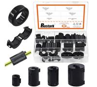 Rustark 22Pcs 6 Sizes Black Clip-on Ferrite Ring Core Toroid Core Ferrite Cores Assortment Kit RFI EMI Ferrite Bead Clips Noise Suppressor Filter Cable Clip for 7/9/11/13/15/42x24x16mm Dia. Cable
