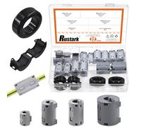 Rustark 22Pcs 6 Sizes Gray Clip-on Ferrite Ring Core Toroid Core Ferrite Cores Assortment Kit RFI EMI Ferrite Bead Clips Noise Suppressor Filter Cable Clip for 7/9/11/13/15/42x24x16mm Dia. Cable