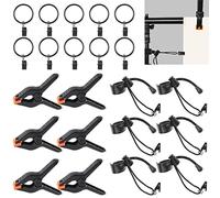 Rustark 22Pcs Backdrop Clips Clamps Elastic Photo Clips Holder Clips Assortment Kit with Curtain Clips Backdrop Rings Large Backdrop Spring Clamps Clips for Photography Video Studio Photo Backdrop