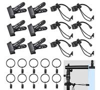 Rustark 22Pcs Backdrop Heavy Duty Spring Clamps Elastic Photo Clips Holder Clips Assortment Kit w Curtain Clips Backdrop Rings Metal Backdrop Clips Clamps for Photography Video Studio Photo Backdrop