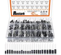 Rustark 240Pcs 24 Values 10V 16V 25V 50V Metal Electrolytic Capacitors Assorted Assortment Box Kit,Range 0.1UF-1000UF Capacitors for Air Conditioning, LED Lights, Audio, Induction Cooker