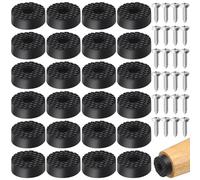 Rustark 24Pcs 30MM/1.2’’ Black Furniture Rubber Feet Cutting Board Round Feet Screw-on Type with Matching Strong Screws, Non Slip Furniture Bumper Feet for Wooden Cutting Board Cabinet Tables Chair