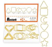 Rustark 24Pcs 6 Shapes 50MM/2Inch Dream Catcher Rings Assortment Kit Imitate Gold Macrame Hoops Ring Metal Craft Rings Hoops Wreath Hoop Rings Floral Hoop for Home Decorations DIY Craft