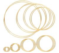 Rustark 24Pcs 8 Sizes KC Gold Dream Catcher Rings Assortment Kit Macrame Hoops Ring Metal Craft Rings Hoops Wreath Hoop Rings Floral Hoop for Home Decorations DIY Craft Wall Hanging Crafts