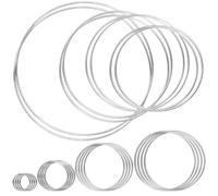 Rustark 24Pcs 8 Sizes White K Dream Catcher Rings Assortment Kit Macrame Hoops Ring Metal Craft Rings Hoops Wreath Hoop Rings Floral Hoop for Home Decorations DIY Craft Wall Hanging Crafts