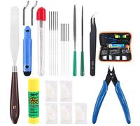 Rustark 25 Piece 3D Printer Tool Kit Full Range Tools for Cleanup Removal Finish Including Trimming Blade 0.4mm 0.35mm Needle Tweezers File Pliers Deburr Tool Scarpers Glue Stick