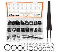 Rustark 266Pcs 21 Sizes Black External Snap Rings Assortment Kit with Tweezers Alloy Steel External Retaining Rings Circlip Snap Retaining Clip Rings C-Clips Snap Ring Set for Axle Shaft Parts