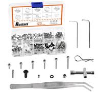 Rustark 294Pcs M1.4 304 Stainless Steel RC Screws Assortment Kit RC Repair Tool Set RC Repair Kit Repair Tool Box Hardware Fasteners for Axial SCX24 RC Cars 1/24 RC Crawler Deadbolt