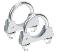 Rustark 2Pcs 1-1/2” 38mm Stainless Steel Exhaust U Clamp with Saddle Flange Heavy Duty Silencer Exhaust Clips U-Bolt Muffler Tip Exhaust Clamp U-Bolt Clamps for Machinery Automotive Exhaust Tail Pipe