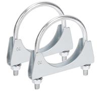 Rustark 2Pcs 2-3/4” 70mm Stainless Steel Exhaust U Clamp with Saddle Flange Heavy Duty Silencer Exhaust Clips U-Bolt Muffler Tip Exhaust Clamp U-Bolt Clamps for Machinery Automotive Exhaust Tail Pipe