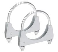 Rustark 2Pcs 3” 76mm Stainless Steel Exhaust U Clamp with Saddle Flange Heavy Duty Silencer Exhaust Clips U-Bolt Muffler Tip Exhaust Clamp U-Bolt Clamps for Machinery Automotive Exhaust Tail Pipe