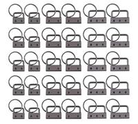 Rustark 30-Pcs Black Key Fobs Hardware with Split Rings Chain Wristlet Hardware Assortment Kit-Sizes Include: 20mm 25mm 32mm Perfect for Ribbon/Fabric Hand Craft