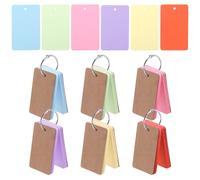 Rustark 300Pcs 2.2 x 3.5 Inches / 9 x 5.4cm 6 Colors Index Cards with Rings Blank Easy Flip Flash Card Study Note Cards Thick Memo Card for Office School Learning Memory