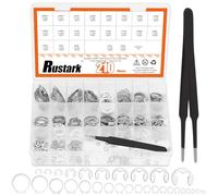 Rustark 303Pcs 304 Stainless Steel M1.5-M10 E-Clip Circlip Retaining Rings Assortment Kit and M4-M28 C-Clip External Snap Rings Assortment Kit with Tweezers