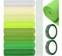 Rustark 30Pcs 8 Colors Crepe Paper Rolls DIY Kit Crepe Paper Sheets Flower Wrapping Papers Sheet Papers Streamer Includes Green Floral Iron Wire, Floral Band for Crafts Birthday Decorations