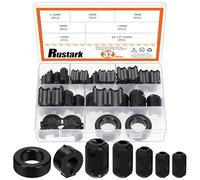 Rustark 32Pcs 7 Sizes Black Clip-on Ferrite Ring Core Toroid Core Ferrite Cores Assortment Kit RFI EMI Ferrite Bead Clip Noise Suppressor Filter Cable Clip for 3.5/5/7/9/13/15/42x24x16mm Dia. Cable