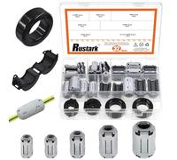 Rustark 32Pcs 7 Sizes Gray Clip-on Ferrite Ring Core Toroid Core Ferrite Cores Assortment Kit RFI EMI Ferrite Bead Clips Noise Suppressor Filter Cable Clip for 3.5/5/7/9/13/15/42x24x16mm Dia. Cable