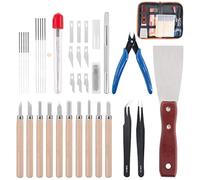 Rustark 34 Piece 3D Printer Accessories Tool Kit Cleaning Needles, Tweezers, Pliers, Scarper, Clean up Knives, Carving Knife Come with Storage Case for Printing Removing, Cleaning, Finishing