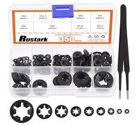Rustark 351Pcs 9 Sizes M2-M12 Internal Tooth Star Lock Washers Assortment Kit, Black Oxide Finish Quick Speed Locking Washers Push On Speed Washers Push on Locking Washer