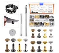 Rustark 360 Sets Leather Rivets Kit 3 Sizes 4 Colors Double Cap Rivet Tubular Metal Studs with Setting Tools Kit for DIY Leather Craft (6x6mm, 8x8mm, 8x12mm)