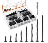Rustark 390Pcs M4 Coarse Thread Drywall Screw with Phillips Drive Black Oxide Finsh Bugle Head Wood Screws Assortment Kit Ideal for Drywall Sheetrock