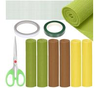 Rustark 39Pcs 3 Colors Crepe Paper Rolls DIY Kit Crepe Paper Sheets Flower Wrapping Papers Includes Green Floral Iron Wire, Floral Band, Double-Sided Tape, and Scissors for Crafts Birthday Decoration