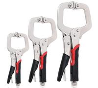 Rustark 3Pcs 16cm 25cm 27cm Locking C Clamp Heavy Duty Locking Pliers Face Clamp Pocket Hole Clamp with Regular Tip and Swivel Pads for Woodworking Welding Jig Pocket Hole