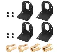 Rustark 4 Pcs 37mm Diameter DC Gear Motors Mounting Bracket Black Rust Resistance Gearbox Fixed Seat Gear Reduction Motor Holder with 4 Pcs 6mm Hex Coupling for Small Stepper Motors