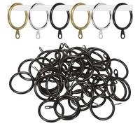 Rustark 40Pcs Black Curtain Rod Rings with Eyelets, 1.2" (30mm) Interior Diameter Curtain Drapery Rings with Eyelets Strong Curtains Ring Set for Window Bathroom Home
