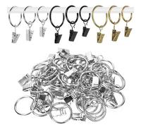 Rustark 40Pcs Silver Curtain Rings with Clips, 1" (25mm) Interior Diameter Curtain Drapery Clip Rings Shower Curtains Clips Curtains Rod Hanging Clip for Window Bathroom Home