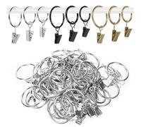 Rustark 40Pcs Silver Curtain Rings with Clips, 1.3" (33mm) Interior Diameter Curtain Drapery Clip Rings Shower Curtains Clips Curtains Rod Hanging Clip for Window Bathroom Home