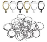 Rustark 40Pcs Silver Curtain Rod Rings with Eyelets, 1.2" (30mm) Interior Diameter Curtain Drapery Rings with Eyelets Strong Curtains Ring Set for Window Bathroom Home