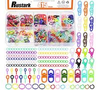 Rustark 415Pcs Colorful DIY Keychain Rings Making Kit Including Key Ring with Chain Jump Ring with Screw Eye Pins Swivel Snap Hooks Bracelet Lobster Clasps Making Key Ring for DIY Crafts Making