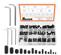Rustark 450Pcs M3/M4/M5/M6/M8 Allen Head Socket Hex Grub Screw Set Assortment Kit with Internal Hex Drive - 12.9 Class Black Alloy Steel