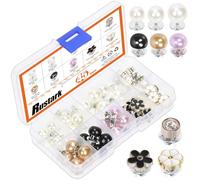 Rustark 45Pcs 9 Styles No Sew Pearl Brooch Buttons Pins Assortment Kit Reusable Pearl Pins Safety Brooch Buttons Pearl Brooch Pins for Shirt Dress DIY Crafts Sewing Decoration