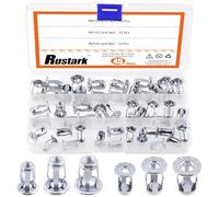Rustark 45Pcs M4 M5 M6 Jack Nuts Petal Nuts Assortment Kit, Heavy Duty Zinc Plated Jacknut Threaded Insert Petal Nuts Expansion Jack Nuts Threaded Insert Nuts Rivnut Blind for Hollow Wall Iron Skin