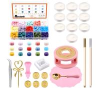 Rustark 474Pcs Wax Seal Stamp Kit 15 Colors Wax Seal Beads, Wax Seal Stamp, Wax Warmer and Spoon, Metallic Pens, Tealight Candles, Accessories for Letter Sealing, Invitation Cards, Gift, Decoration