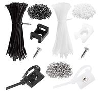 Rustark 480Pcs Cable Ties Saddle Type Cable Mount Bases Wire Holder with Tapping Screws Assortment Kit, Wire Cable Zip Tie Clips Fasteners Organizer Holders Clamps for Wire Management