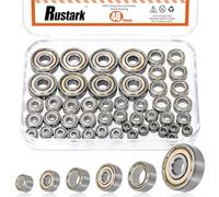 Rustark 48Pcs 6 Sizes Carbon Steel Ball Bearing Deep Groove Ball Bearing Double Shielded Bearings Small Bearings for Furniture Wheels Skateboards Scooters