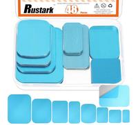 Rustark 48Pcs 8 Sizes Rectangle Under Cabinet Light Magnetic Strip Adhesive Metal Magnetic Sticky Blue Replacement Magnetic Strips with Adhesive Backing for Cabinet Lights LED Lights