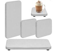 Rustark 4Pcs Gray Soap Dishes with 4Pcs Foot pads Water Absorbent Diatomite Soap Dish Water Absorbing Stone Tray Earth Coasters Stone Drying Tray Mat Bathroom Stone Trays for Kitchen Bath Toiletries