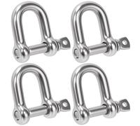 Rustark 4Pcs M10 304 Stainless Steel D Shape Shackle Screw Pin Shackles D Shaped Bow Shackle Screw Pin Anchor Shackles for Chains Wire Rope Lifting Camping and Hiking
