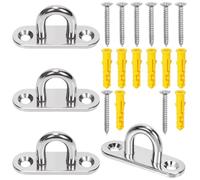 Rustark 4Pcs M5 304 Stainless Steel Oval Pad Eye Plate Hook Assortment Kit Silver Pad Eye Plate Marine Hardware Hooks with Screw Heavy Duty Ceiling Hooks for Swing Hanging Outdoor and Indoor Activity