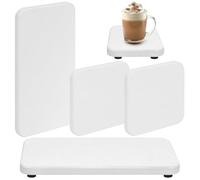 Rustark 4Pcs White Soap Dishes with 4Pcs Foot pads Water Absorbent Diatomite Soap Dish Water Absorbing Stone Tray Earth Coasters Stone Drying Tray Mat Bathroom Stone Trays for Kitchen Bath Toiletries