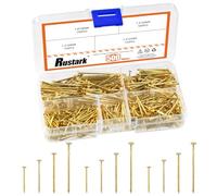 Rustark 500Pcs 4 Sizes Gold Hardware Nails Assortment Kit Flat Head Nails Wood Nails Wall Nails Small Nails Picture Hanging Nails Finishing Nails Common Nails for Hanging Pictures Wood